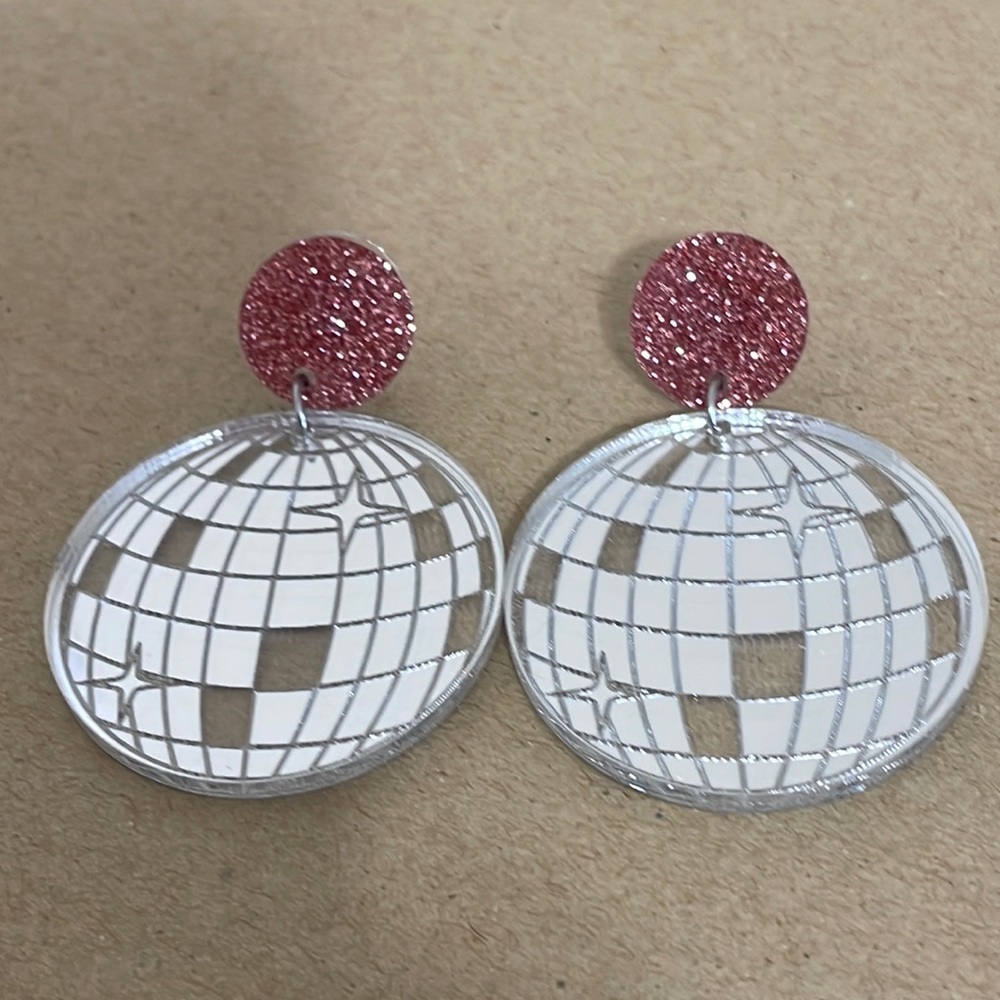 🎉💕Jazzy Acrylic Disco Ball Earrings